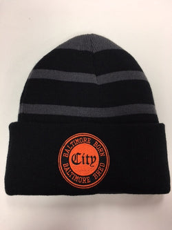 City Black and Gray Fleece Knit Cap