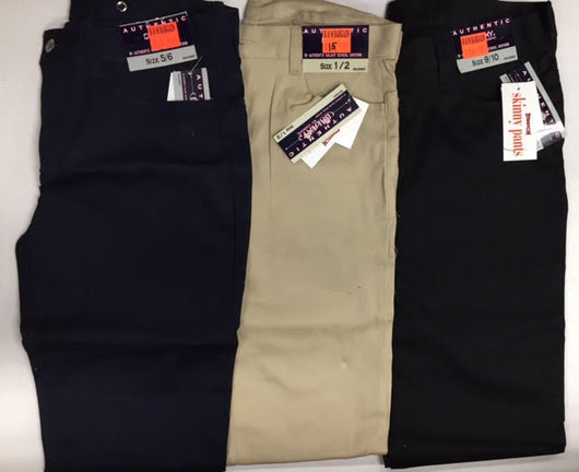 Uniform Pants Girls Stretch Skinny Pants (Khaki, Navy, Black)